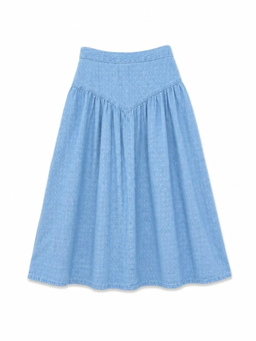 Y2K Midi Skirt, Denim with Polka Dots, Size 7 Juniors